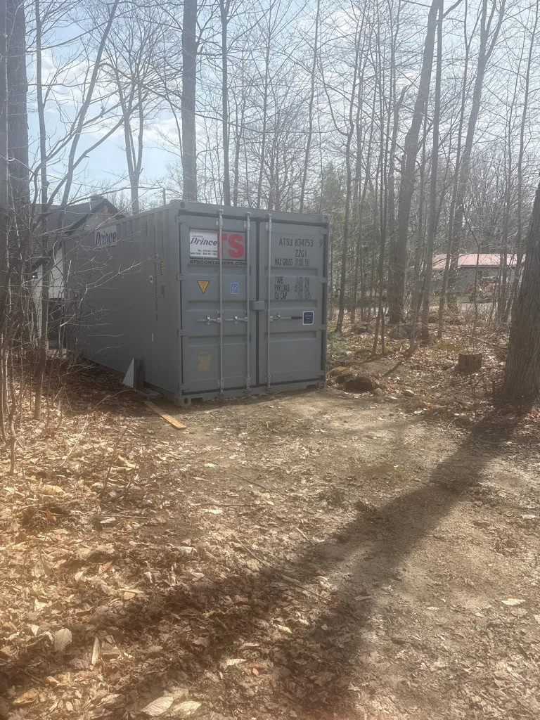 Shipping container installed on a residential property