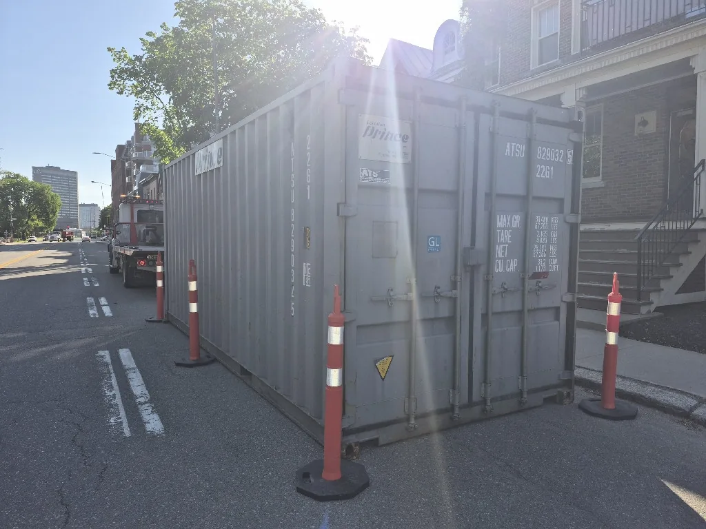View of the doors of a 20-foot storage container