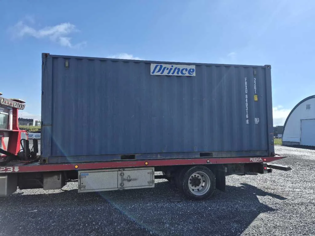 Side view of a 20-foot shipping container