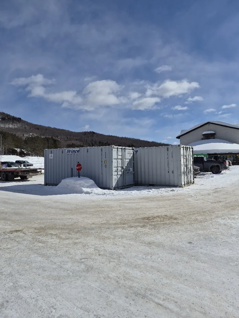 Grey 20-foot shipping container for storage