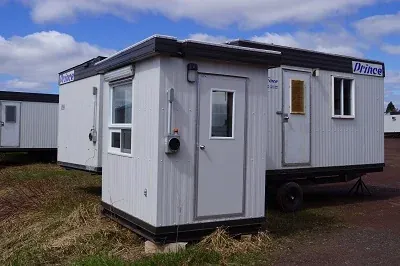 White construction site guardhouse